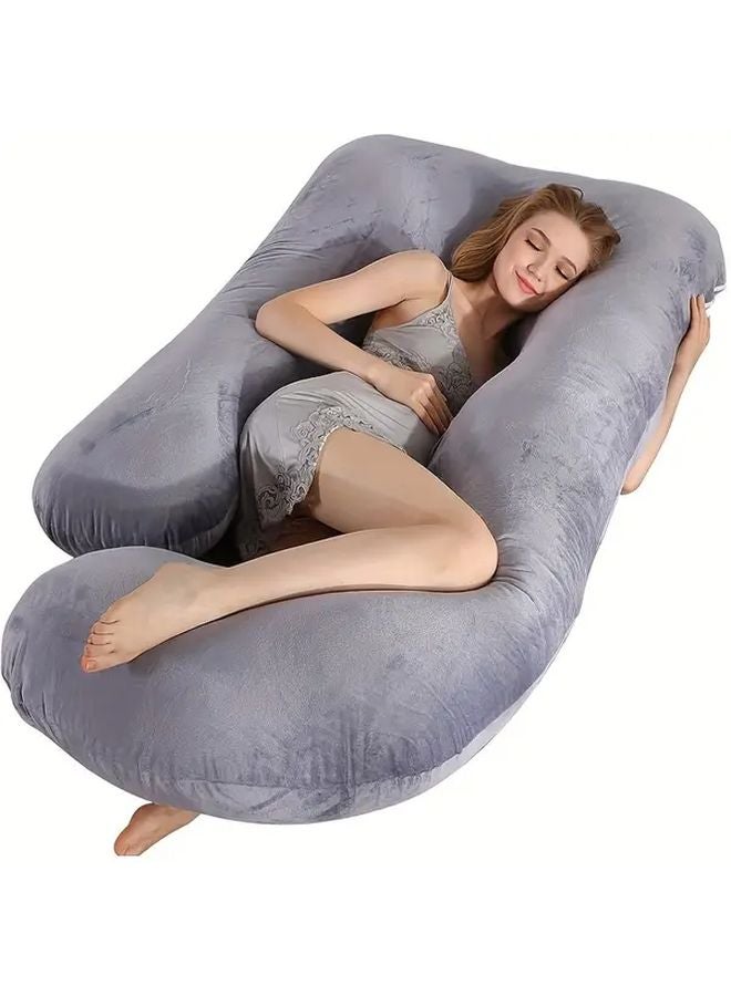 BATTOP 57 Inch Grey Pregnancy Pillow Full Body Maternity Support Removable Washable Cover - Image 1
